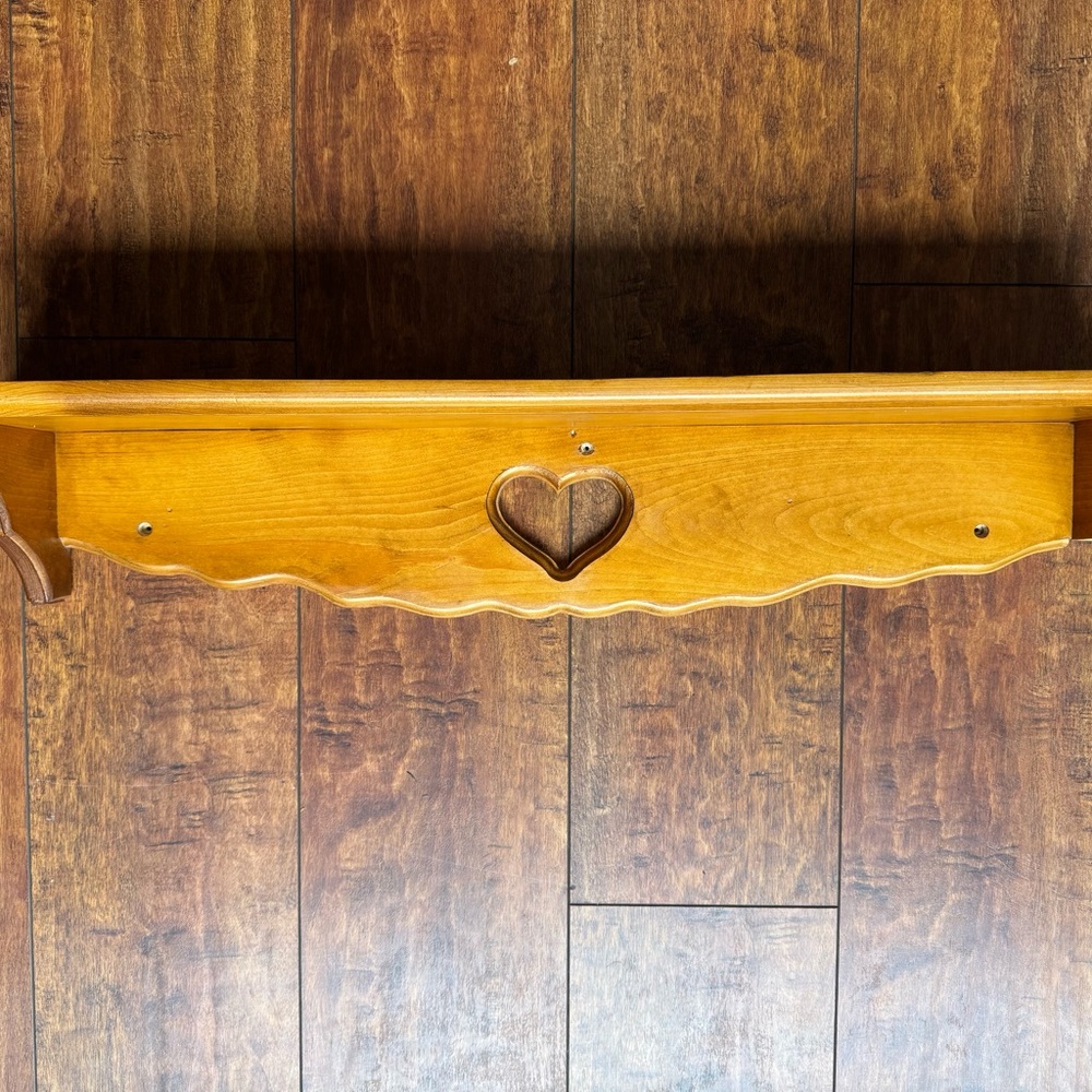 Vintage oak heart cutout shelf